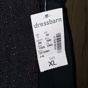 Off shouder black with red woven sparkles